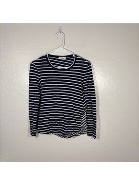ALC Top Womens XS Open Back Linen Navy White Striped Shirt